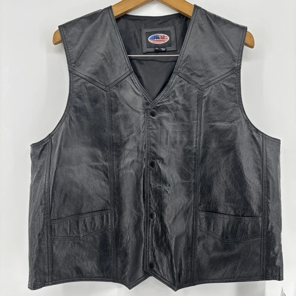 U.S. Air‎ Force Leather Vest Embroidered Size XL Black Biker NEW NWT